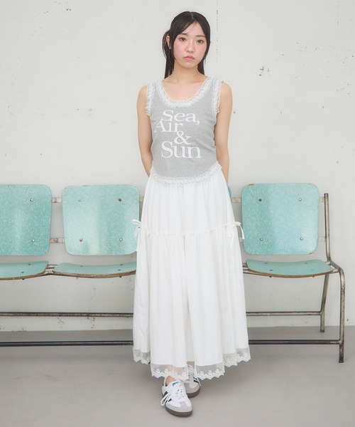 3.3 Field Trip (3.3フィールドトリップ)の「3.3 Field Trip/裾フリルティアードスカート(スカート・レディース・ブラック/ホワイト・FREE)」の7枚目の写真