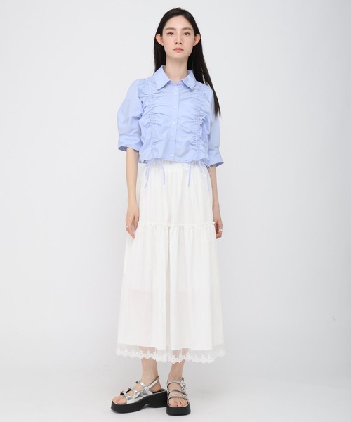 3.3 Field Trip (3.3フィールドトリップ)の「3.3 Field Trip/裾フリルティアードスカート(スカート・レディース・ブラック/ホワイト・FREE)」の8枚目の写真