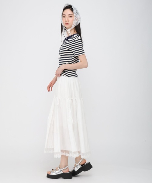 3.3 Field Trip (3.3フィールドトリップ)の「3.3 Field Trip/裾フリルティアードスカート(スカート・レディース・ブラック/ホワイト・FREE)」の9枚目の写真