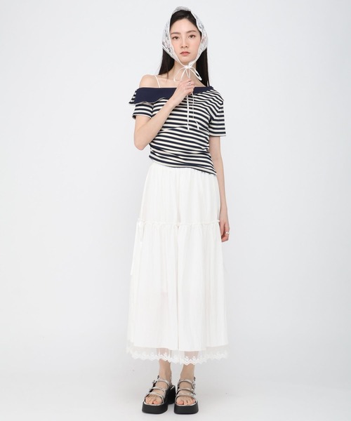 3.3 Field Trip (3.3フィールドトリップ)の「3.3 Field Trip/裾フリルティアードスカート(スカート・レディース・ブラック/ホワイト・FREE)」の11枚目の写真