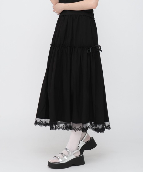 3.3 Field Trip (3.3フィールドトリップ)の「3.3 Field Trip/裾フリルティアードスカート(スカート・レディース・ブラック/ホワイト・FREE)」の20枚目の写真