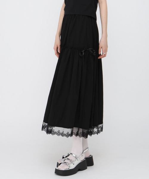 3.3 Field Trip (3.3フィールドトリップ)の「3.3 Field Trip/裾フリルティアードスカート(スカート・レディース・ブラック/ホワイト・FREE)」の21枚目の写真