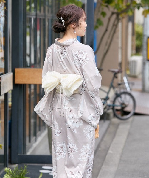 slattgir（スラットジール）の「高身長　ワンピース浴衣３点セット（羽織り＋キャミワンピース＋へこ帯）（トールサイズ）Essenave≪動画あり≫（浴衣・レディース・ネイビー系/ベージュ系・LL～3L/M～Ｌ）」の14枚目の写真