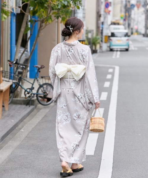 slattgir（スラットジール）の「高身長　ワンピース浴衣３点セット（羽織り＋キャミワンピース＋へこ帯）（トールサイズ）Essenave≪動画あり≫（浴衣・レディース・ネイビー系/ベージュ系・LL～3L/M～Ｌ）」の15枚目の写真