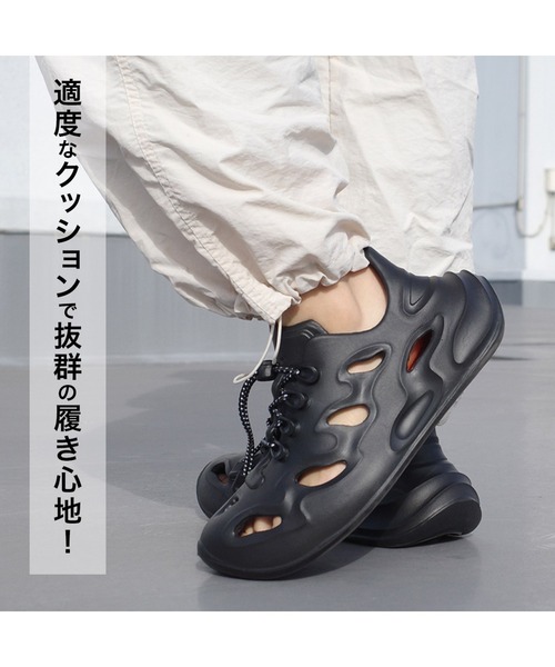 AmiAmi(アミアミ)の「穴あき スニーカー スポサン スポーツサンダル アウトドア(スニーカー・メンズ・ベージュ/ブラック/アイボリー・39/40/41/42/43/44/45)」の6枚目の写真