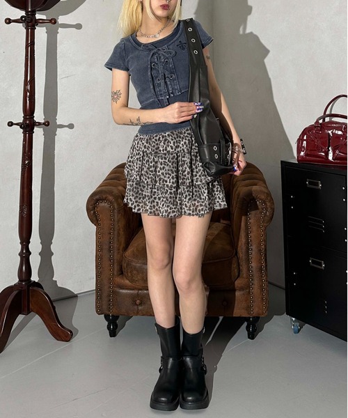 sedacle girl(セダクルガール)の「レイヤード風 加工リブトップス(Tシャツ/カットソー・レディース・ブラック/ネイビー・SMALL/MEDIUM)」の6枚目の写真