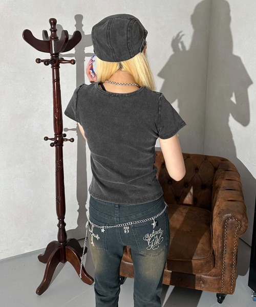 sedacle girl(セダクルガール)の「レイヤード風 加工リブトップス(Tシャツ/カットソー・レディース・ブラック/ネイビー・SMALL/MEDIUM)」の17枚目の写真