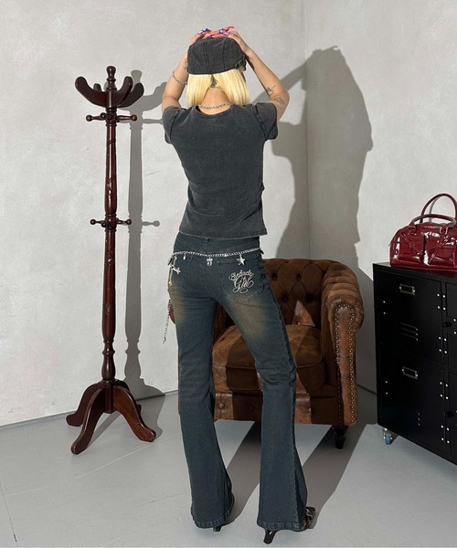 sedacle girl(セダクルガール)の「レイヤード風 加工リブトップス(Tシャツ/カットソー・レディース・ブラック/ネイビー・SMALL/MEDIUM)」の13枚目の写真