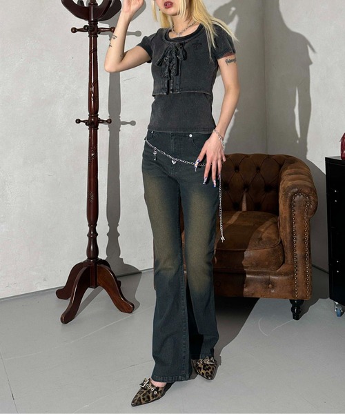 sedacle girl(セダクルガール)の「レイヤード風 加工リブトップス(Tシャツ/カットソー・レディース・ブラック/ネイビー・SMALL/MEDIUM)」の15枚目の写真