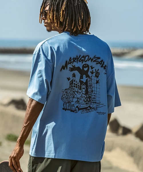 Mark Gonzales（マーク・ゴンザレス）の「【WEB・直営店限定】MARK GONZALES ARTWORK COLLECTION(マーク ゴンザレス)バックプリント バックロゴ 半袖Tシャツ ロゴTシャツ/3type/4colors（Tシャツ/カットソー・メンズ・ホワイト系1/ホワイト系2/ホワイト系3/ブラック系1/ブラック系2/ブラック系3/グリーン系1/グリーン系2/グリーン系3/ブルー系1/ブルー系2/ブルー系3・L/XL/M）」の10枚目の写真