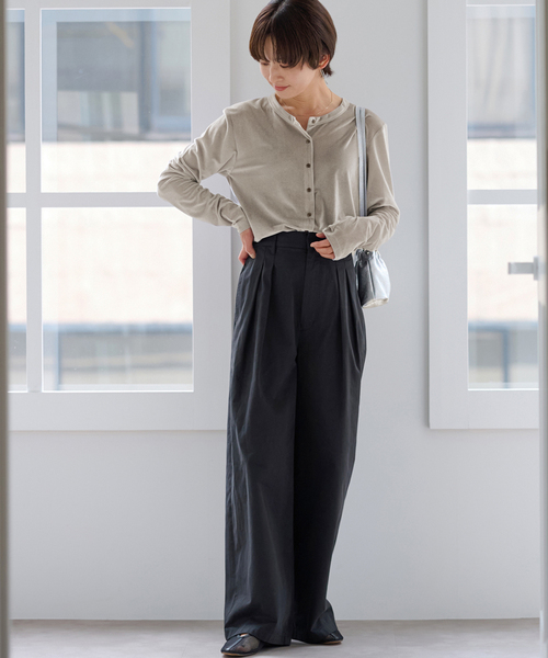 JOURNAL STANDARD relume(ジャーナルスタンダード レリューム)の「シアーベロアクルーネックカーディガン(カーディガン/ボレロ・レディース・ネイビー/ブラウン/グレー・FREE)」の5枚目の写真