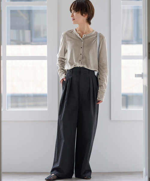 JOURNAL STANDARD relume(ジャーナルスタンダード レリューム)の「シアーベロアクルーネックカーディガン(カーディガン/ボレロ・レディース・ネイビー/ブラウン/グレー・FREE)」の6枚目の写真