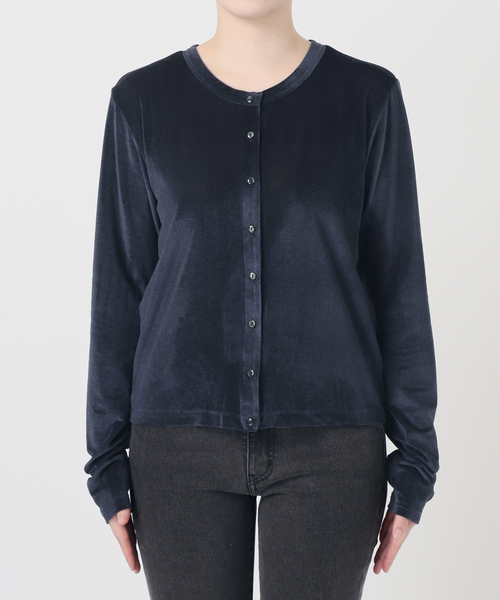 シアーベロアクルーネックカーディガン（カーディガン/ボレロ