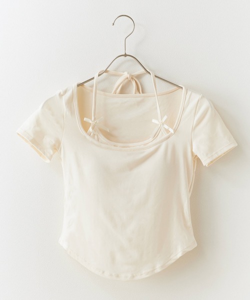 ROOPTOKYO(ループトウキョウ)の「Square Neck Top with Cups / カップ付き スクエアネックカットソー 秋物 秋服 2026年秋冬(Tシャツ/カットソー・レディース・ホワイト/ブラック/アイボリー・FREE)」の2枚目の写真