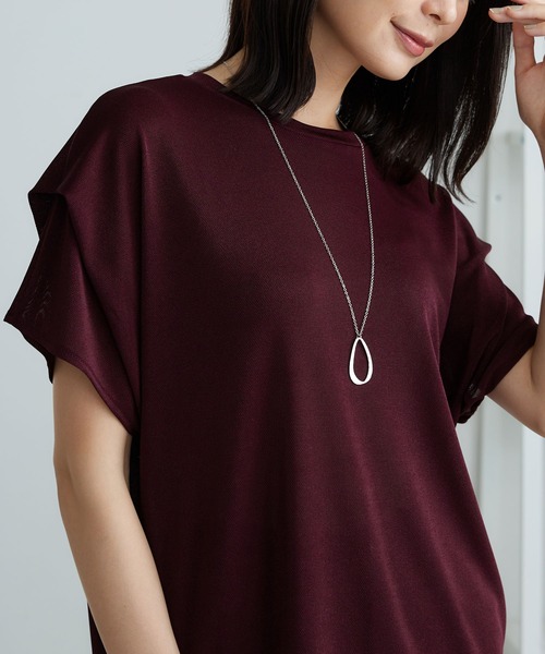 BELLUNA PLUS(ベルーナ)の「ネックレス付シャイニーかのこプルオーバー(Tシャツ/カットソー・レディース・モカ/ワイン/アイボリー・MEDIUM/X-LARGE/LARGE)」の3枚目の写真