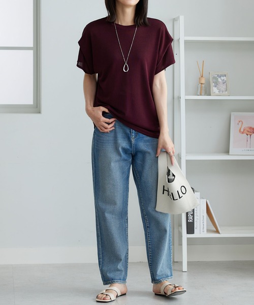 BELLUNA PLUS(ベルーナ)の「ネックレス付シャイニーかのこプルオーバー(Tシャツ/カットソー・レディース・モカ/ワイン/アイボリー・MEDIUM/X-LARGE/LARGE)」の5枚目の写真