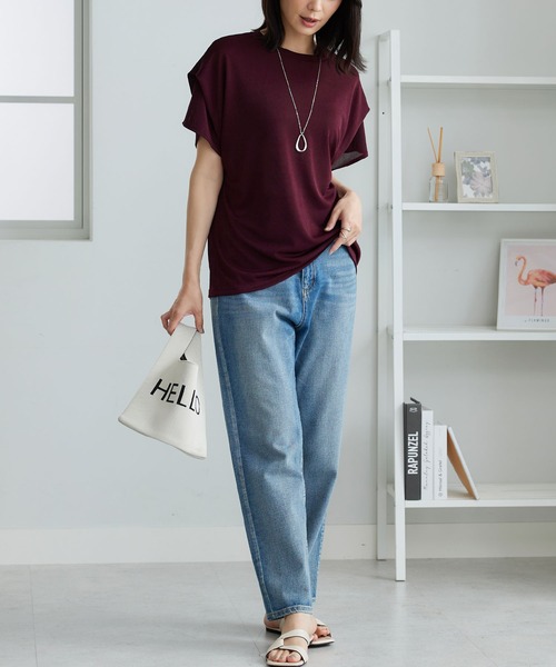 BELLUNA PLUS(ベルーナ)の「ネックレス付シャイニーかのこプルオーバー(Tシャツ/カットソー・レディース・モカ/ワイン/アイボリー・MEDIUM/X-LARGE/LARGE)」の6枚目の写真