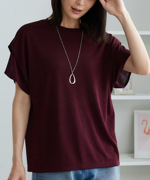 BELLUNA PLUS(ベルーナ)の「ネックレス付シャイニーかのこプルオーバー(Tシャツ/カットソー・レディース・モカ/ワイン/アイボリー・MEDIUM/X-LARGE/LARGE)」の8枚目の写真