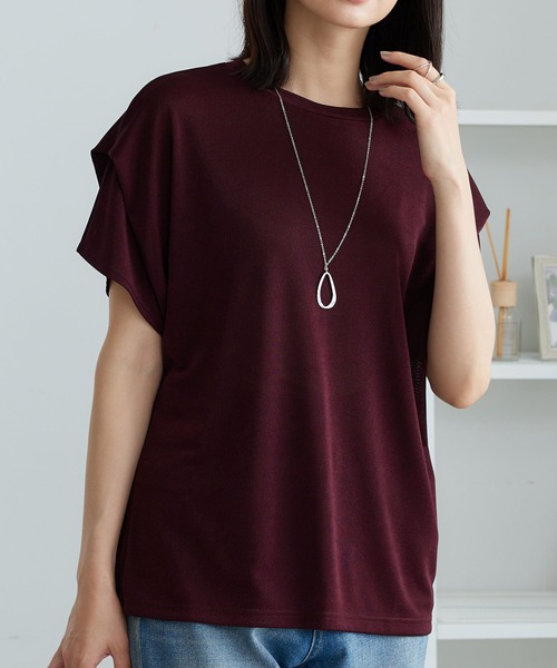 BELLUNA PLUS(ベルーナ)の「ネックレス付シャイニーかのこプルオーバー(Tシャツ/カットソー・レディース・モカ/ワイン/アイボリー・MEDIUM/X-LARGE/LARGE)」の7枚目の写真