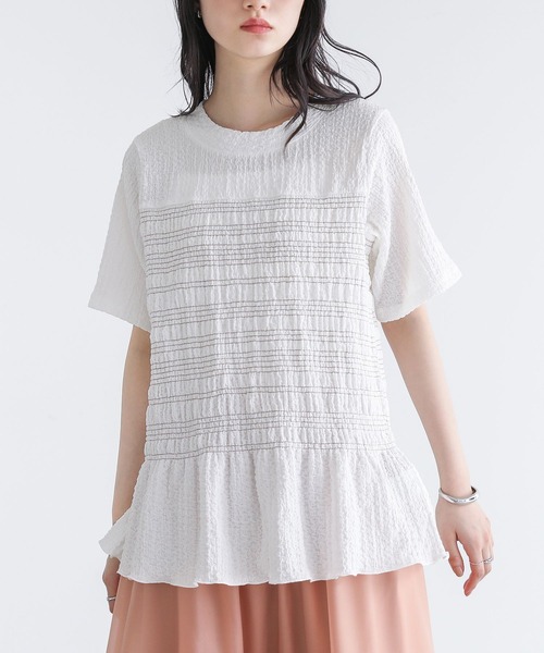 somari imagination(ソマリ イマジネーション)の「『シャーリング半袖カットソー』(Tシャツ/カットソー・レディース・ブラック/オフホワイト・1/2)」の8枚目の写真