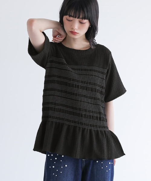 somari imagination(ソマリ イマジネーション)の「『シャーリング半袖カットソー』(Tシャツ/カットソー・レディース・ブラック/オフホワイト・1/2)」の16枚目の写真