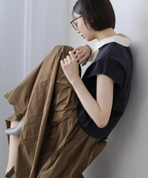 La TOTALITE（ラトータリテ）の「【洗える】コットンラガーシャツ（Tシャツ/カットソー・レディース・ボルドー/ネイビー・FREE）」の2枚目の写真