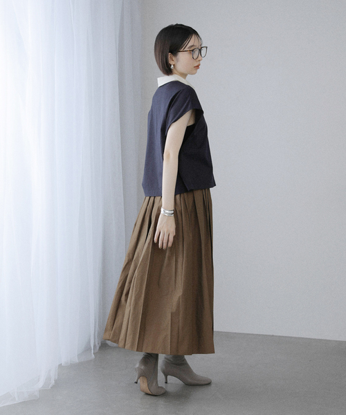 La TOTALITE（ラトータリテ）の「【洗える】コットンラガーシャツ（Tシャツ/カットソー・レディース・ボルドー/ネイビー・FREE）」の5枚目の写真