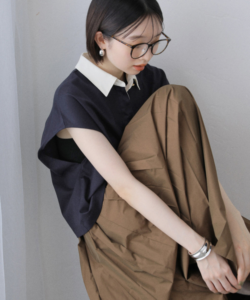 La TOTALITE（ラトータリテ）の「【洗える】コットンラガーシャツ（Tシャツ/カットソー・レディース・ボルドー/ネイビー・FREE）」の8枚目の写真