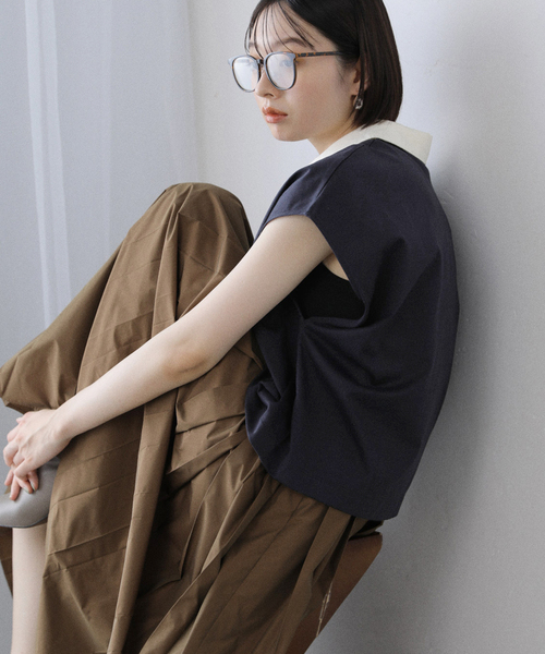 La TOTALITE（ラトータリテ）の「【洗える】コットンラガーシャツ（Tシャツ/カットソー・レディース・ボルドー/ネイビー・FREE）」の9枚目の写真