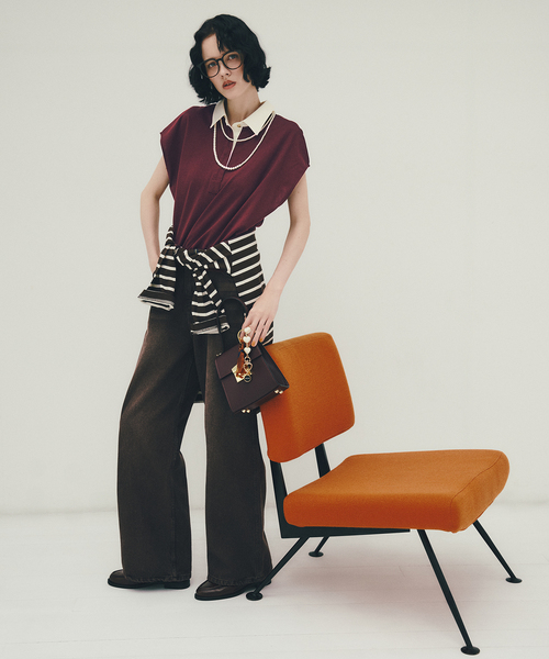 La TOTALITE（ラトータリテ）の「【洗える】コットンラガーシャツ（Tシャツ/カットソー・レディース・ボルドー/ネイビー・FREE）」の11枚目の写真