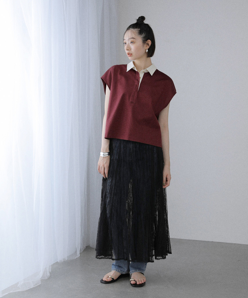 La TOTALITE（ラトータリテ）の「【洗える】コットンラガーシャツ（Tシャツ/カットソー・レディース・ボルドー/ネイビー・FREE）」の13枚目の写真