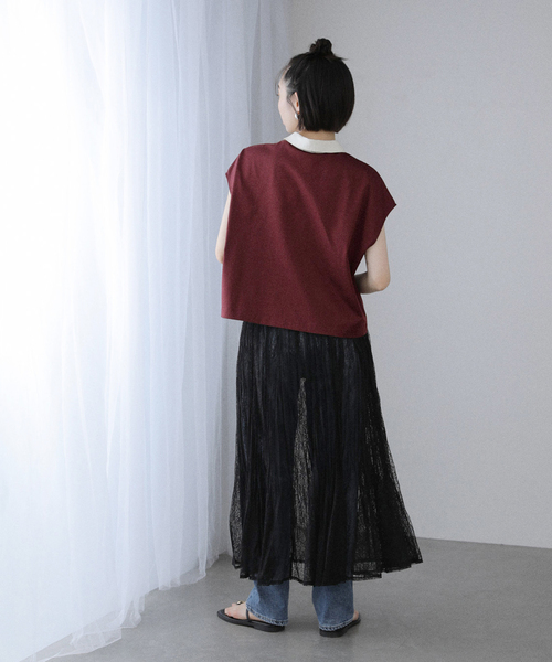 La TOTALITE（ラトータリテ）の「【洗える】コットンラガーシャツ（Tシャツ/カットソー・レディース・ボルドー/ネイビー・FREE）」の15枚目の写真