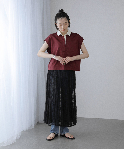 La TOTALITE（ラトータリテ）の「【洗える】コットンラガーシャツ（Tシャツ/カットソー・レディース・ボルドー/ネイビー・FREE）」の16枚目の写真