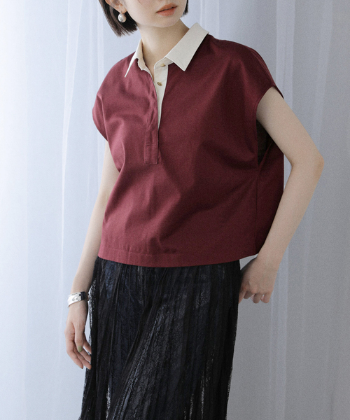 La TOTALITE（ラトータリテ）の「【洗える】コットンラガーシャツ（Tシャツ/カットソー・レディース・ボルドー/ネイビー・FREE）」の18枚目の写真