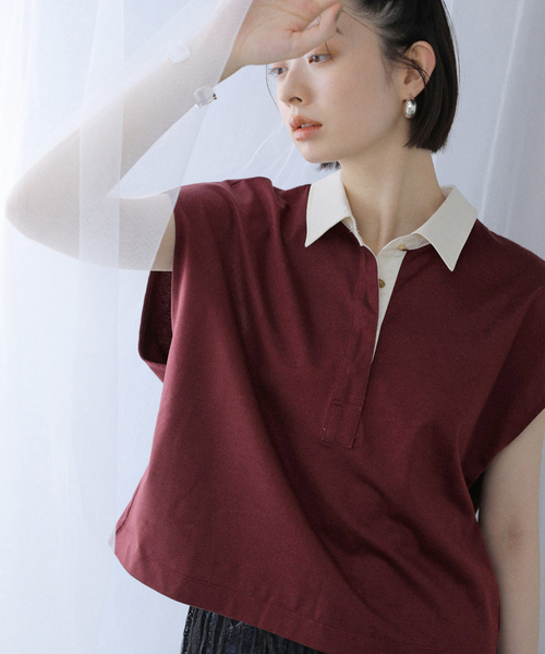 La TOTALITE（ラトータリテ）の「【洗える】コットンラガーシャツ（Tシャツ/カットソー・レディース・ボルドー/ネイビー・FREE）」の20枚目の写真