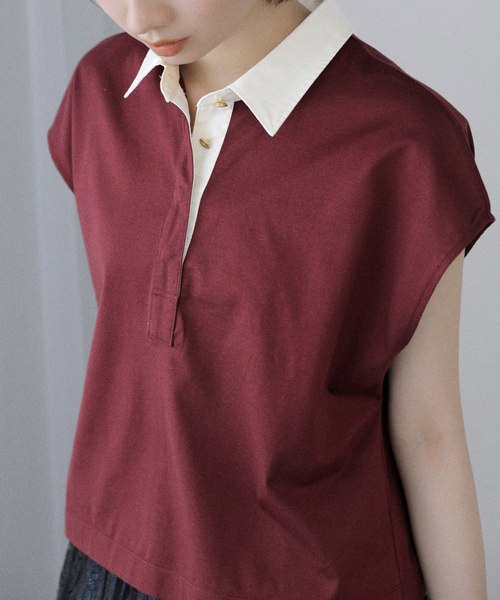 La TOTALITE（ラトータリテ）の「【洗える】コットンラガーシャツ（Tシャツ/カットソー・レディース・ボルドー/ネイビー・FREE）」の21枚目の写真