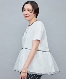 NOLLEY’S Sophi | ポンチ×オーガンジーペプラムプルオーバーカットソー(Tシャツ/カットソー)