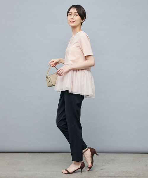 NOLLEY’S Sophi（ノーリーズソフィ）の「ポンチ×オーガンジーペプラムプルオーバーカットソー（Tシャツ/カットソー・レディース・ホワイト/ブラック/ベビーピンク・38）」の6枚目の写真