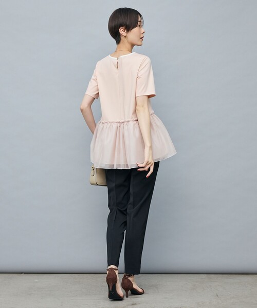 NOLLEY’S Sophi（ノーリーズソフィ）の「ポンチ×オーガンジーペプラムプルオーバーカットソー（Tシャツ/カットソー・レディース・ホワイト/ブラック/ベビーピンク・38）」の7枚目の写真