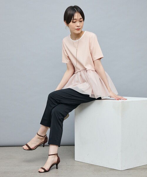 NOLLEY’S Sophi（ノーリーズソフィ）の「ポンチ×オーガンジーペプラムプルオーバーカットソー（Tシャツ/カットソー・レディース・ホワイト/ブラック/ベビーピンク・38）」の9枚目の写真