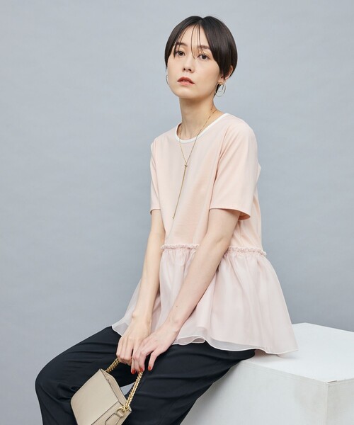 NOLLEY’S Sophi（ノーリーズソフィ）の「ポンチ×オーガンジーペプラムプルオーバーカットソー（Tシャツ/カットソー・レディース・ホワイト/ブラック/ベビーピンク・38）」の10枚目の写真