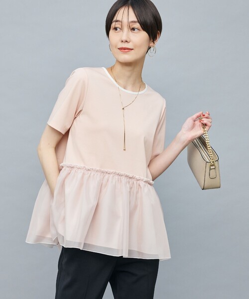 NOLLEY’S Sophi（ノーリーズソフィ）の「ポンチ×オーガンジーペプラムプルオーバーカットソー（Tシャツ/カットソー・レディース・ホワイト/ブラック/ベビーピンク・38）」の11枚目の写真