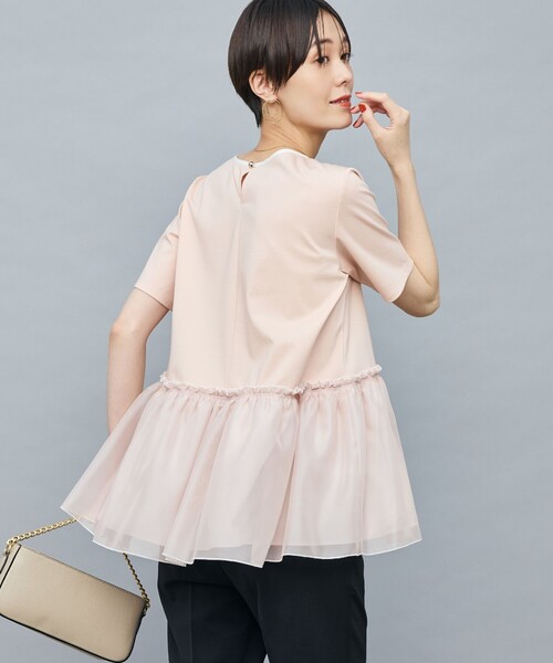 NOLLEY’S Sophi（ノーリーズソフィ）の「ポンチ×オーガンジーペプラムプルオーバーカットソー（Tシャツ/カットソー・レディース・ホワイト/ブラック/ベビーピンク・38）」の13枚目の写真