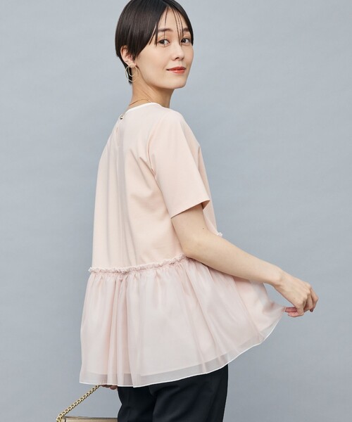 NOLLEY’S Sophi（ノーリーズソフィ）の「ポンチ×オーガンジーペプラムプルオーバーカットソー（Tシャツ/カットソー・レディース・ホワイト/ブラック/ベビーピンク・38）」の14枚目の写真