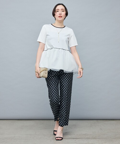 NOLLEY’S Sophi（ノーリーズソフィ）の「ポンチ×オーガンジーペプラムプルオーバーカットソー（Tシャツ/カットソー・レディース・ホワイト/ブラック/ベビーピンク・38）」の16枚目の写真