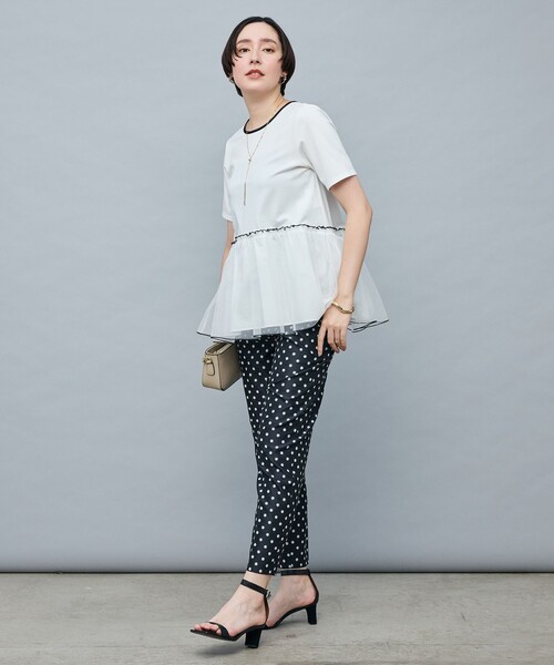 NOLLEY’S Sophi（ノーリーズソフィ）の「ポンチ×オーガンジーペプラムプルオーバーカットソー（Tシャツ/カットソー・レディース・ホワイト/ブラック/ベビーピンク・38）」の17枚目の写真