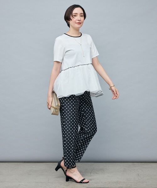 NOLLEY’S Sophi（ノーリーズソフィ）の「ポンチ×オーガンジーペプラムプルオーバーカットソー（Tシャツ/カットソー・レディース・ホワイト/ブラック/ベビーピンク・38）」の19枚目の写真