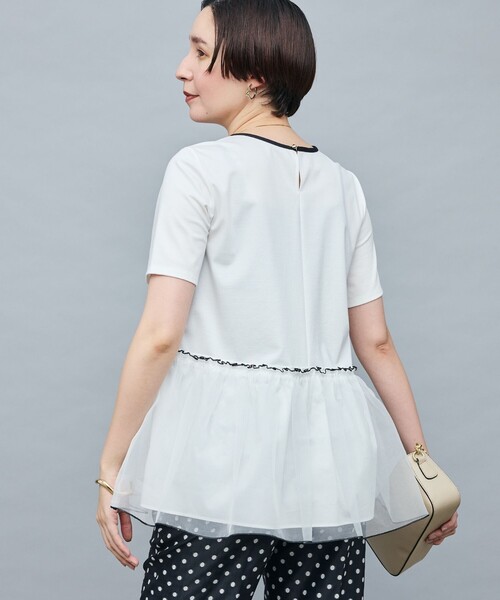 NOLLEY’S Sophi（ノーリーズソフィ）の「ポンチ×オーガンジーペプラムプルオーバーカットソー（Tシャツ/カットソー・レディース・ホワイト/ブラック/ベビーピンク・38）」の22枚目の写真