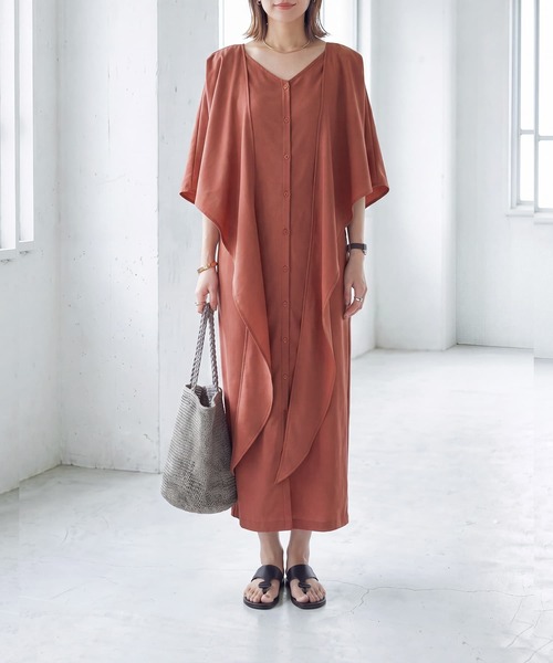 STYLE DELI(スタイルデリ)の「【LUXE】カシュクールみたいに結ぶワンピース(ワンピース・レディース・ブラウン系/オレンジ系・01/02)」の12枚目の写真