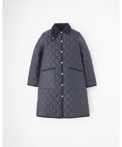 Traditional Weatherwear(トラディショナルウェザーウェア)の「WAVERLY A-LINE LONG(ダウンジャケット/コート・レディース・ネイビー/ブラック・36/34/32)」の1枚目の写真